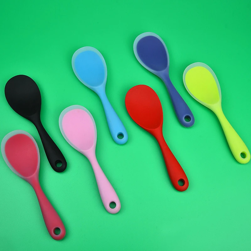 1Pcs Handle Silicone Rice Spoon Food Grade Safety Material Heat Resistance Non Stick Spoons