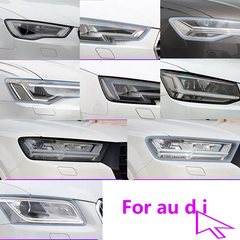 Car Headlight Tint Smoke Black Protective Film Protection Transparent TPU Sticker Accessories, For Audi A3 A5 A7 Q2 Q7 2021