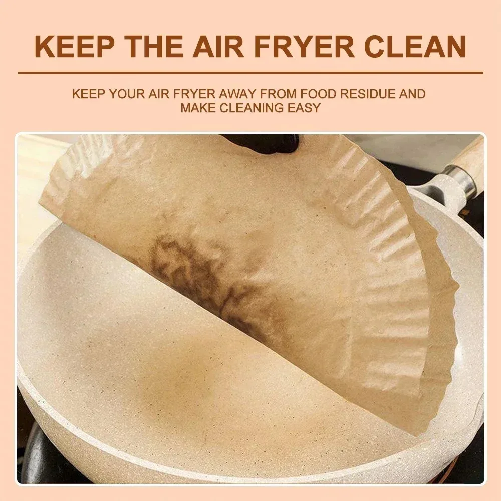 Air Fryer 50/100Pcs Air Fryer Disposable Paper Non-Stick Airfryer Baking Papers Round Air-Fryer Paper Liners Kitchen Accessories