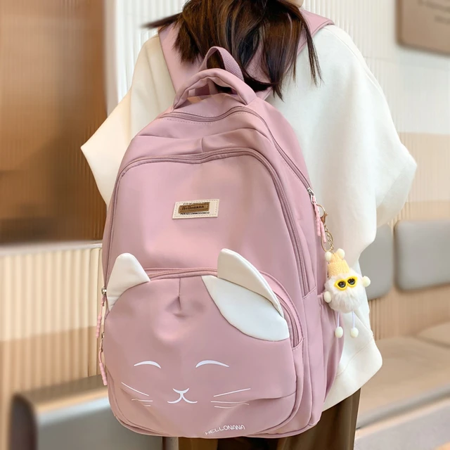 Female Cute Pink College Backpack Cool Women School Bag Girl Travel Book Laptop  Backpack Fashion Ladies Trendy Color Student Bag - AliExpress