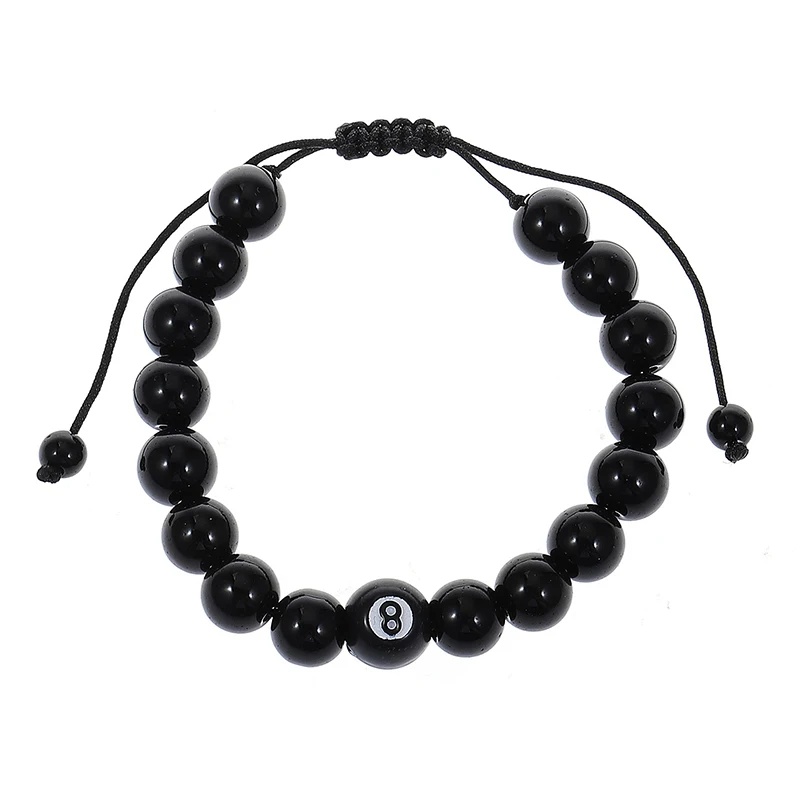 Bracciale Stussy Da Biliardo Nero Con 8 Perline
