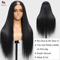 Beautyforever EasiContour™  Yaki Straight V Part Wig Human Hair Elastic DrawString Yaki V Part Human Hair Wig Kinky Straight 2