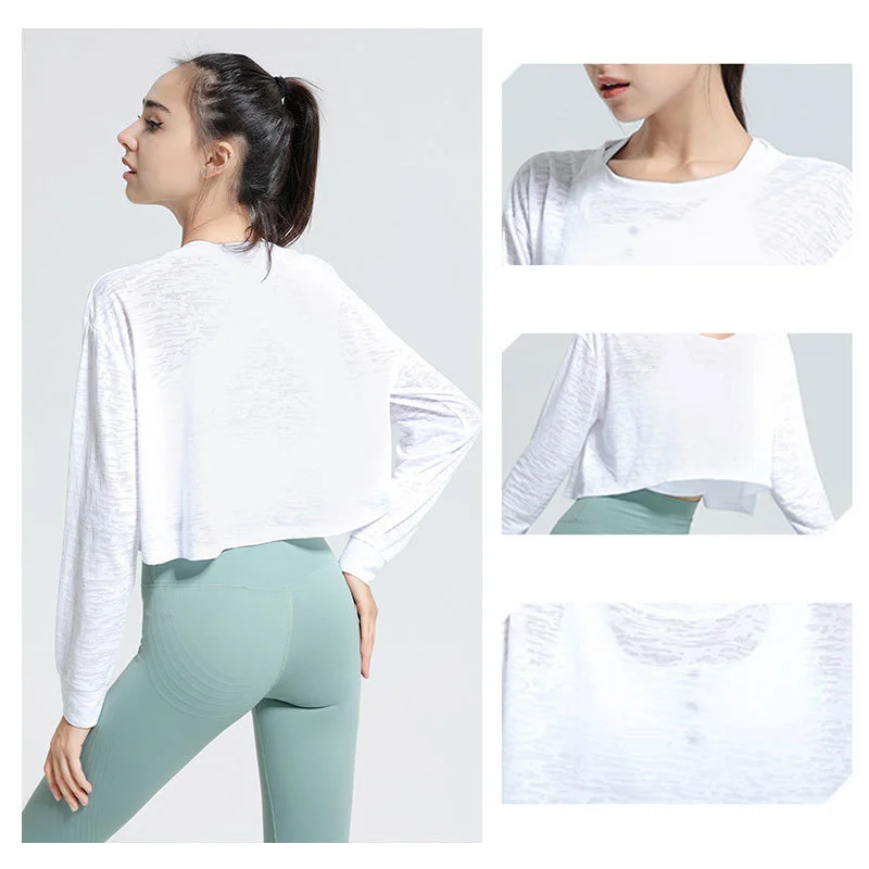 Long-sleeved Loose T-shirts Yoga Sports Tops Women Autumn