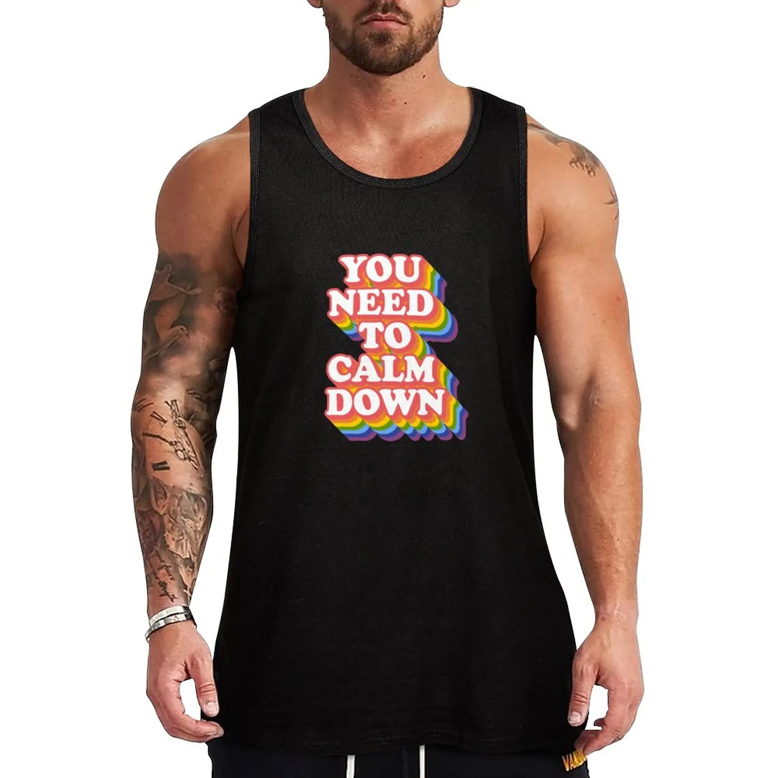 New You Need To Calm Down Tank Top t-shirts for Men's gym Sleeveless top