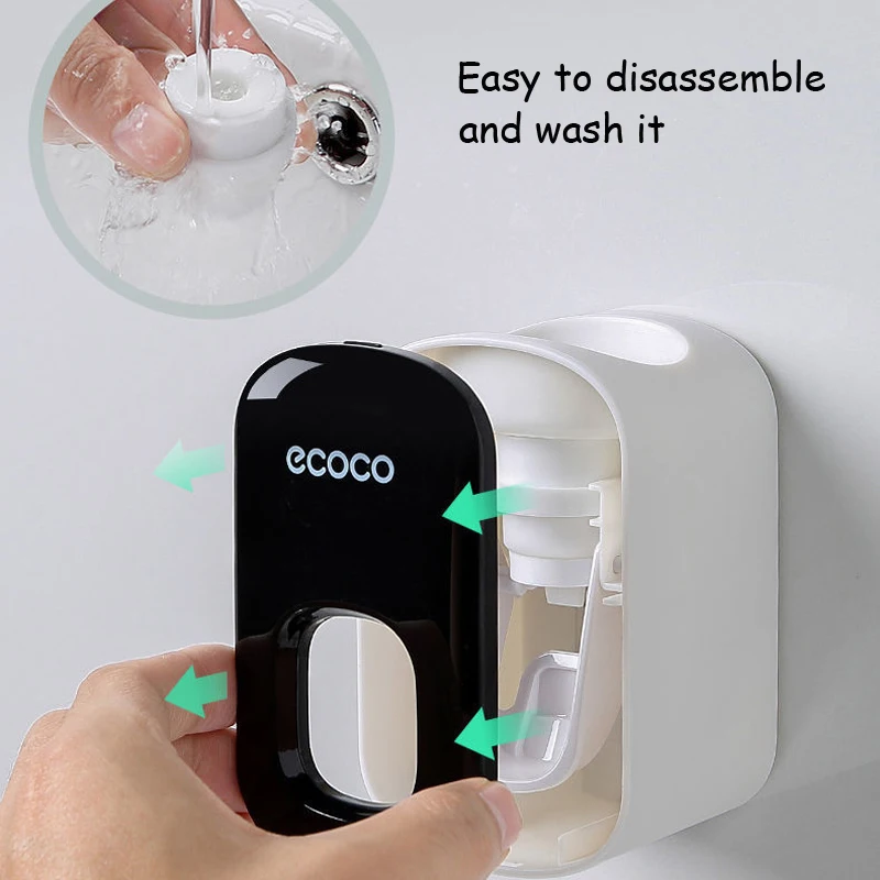 Toothpaste Dispenser Ecoco Automatic No Nail Bathroom Toothpaste Squeezer Punch Free Wall Mounted Accessories