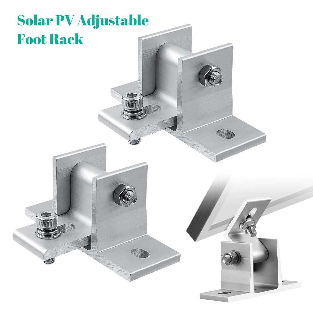 Solar Panel Racking RV Tilt 15-30 Degrees Solar Mount Brackets Roof Flat Surface Adjustable Thicken alloy material Foot Frame 3