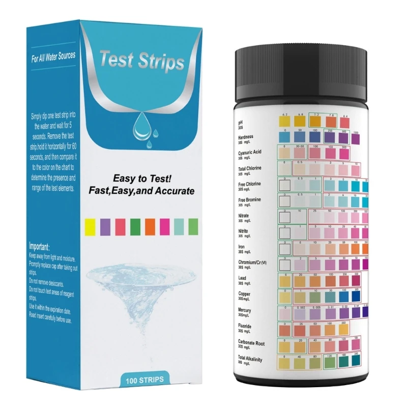 

50/100x Water Hardness Test Strips Fast and Accurate Water Quality Testing for Swimming , Aquariums Dropship