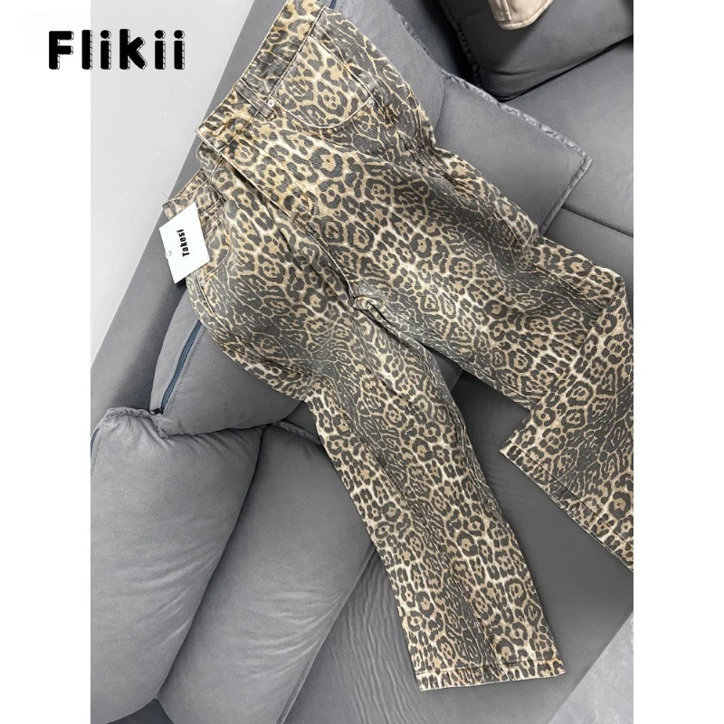American Retro Leopard High Waist Baggy Jeans Women's Casual Pockets Hip-hop Pants 2024 Spring Y2K Oversiz Panther Denim Trouser 5