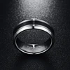 BONLAVIE 8mm Tungsten Carbide Ring Men's Ring Brushed Finish and Black Center Beveled Edge Size 5 to 14 Wedding Engagement Ring 2