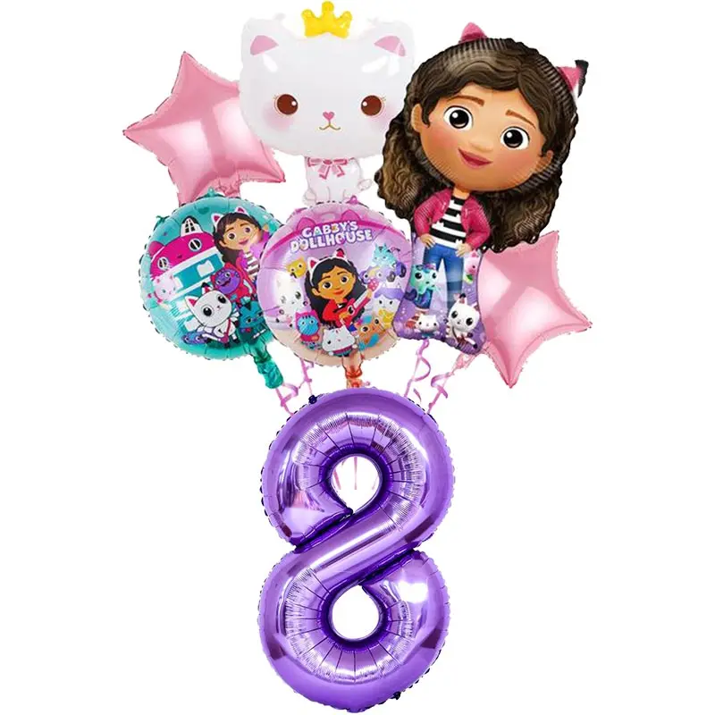 Gabby Dollhouse Cats Birthday Party Decoration Tableware Set Balloons Cups Plates Napkins Backdrop Banner Kids Party Supplies – Detail 32