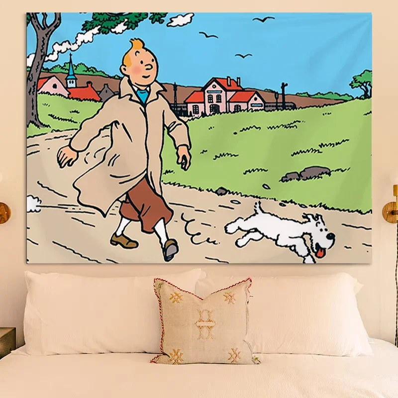 

Настенный Гобелен Tintins, эстетические аксессуары для украшения дома, декор для комнаты, головные уборы, гобелены, кавайные украшения, подвеска для спальни
