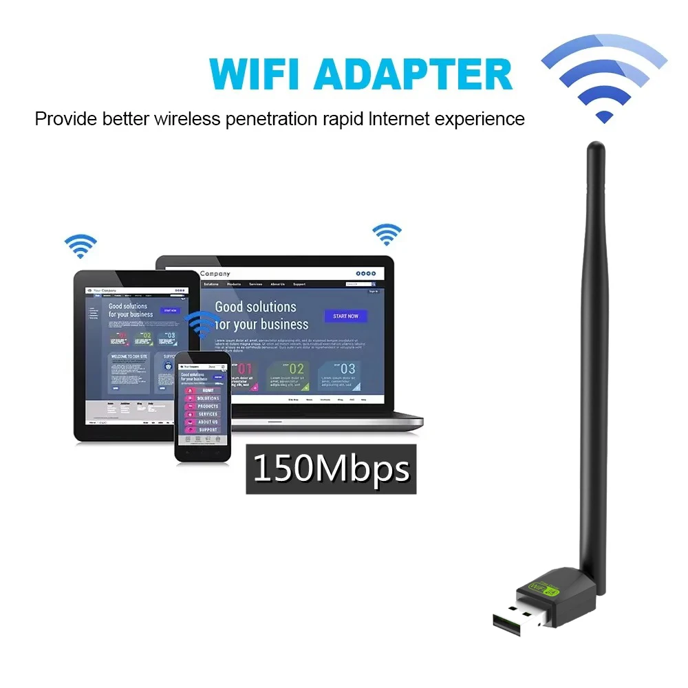 노트북 PC 용 안테나 칩셋 Ralink RTL8188FTV가있는 2.4GHz USB 2.0 어댑터 150Mbps WiFi 무선 네트워크 카드 도매 ,2.4GHz USB 2.0 Adapter 150Mbps W