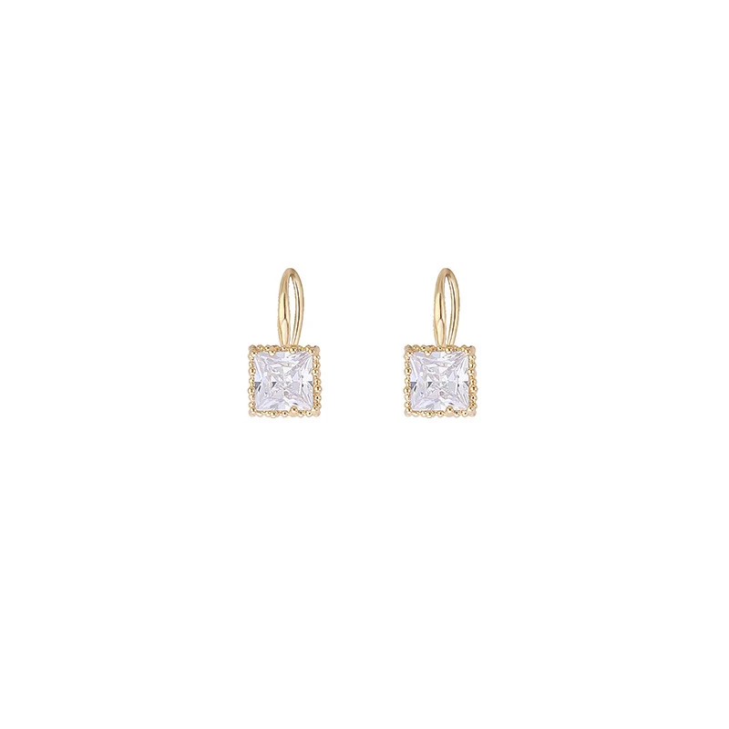 Square Crystal earrings Copper Material Gold Plated Clear Black Crystal Stone Fish Hook Earring Women Jewelry Obega