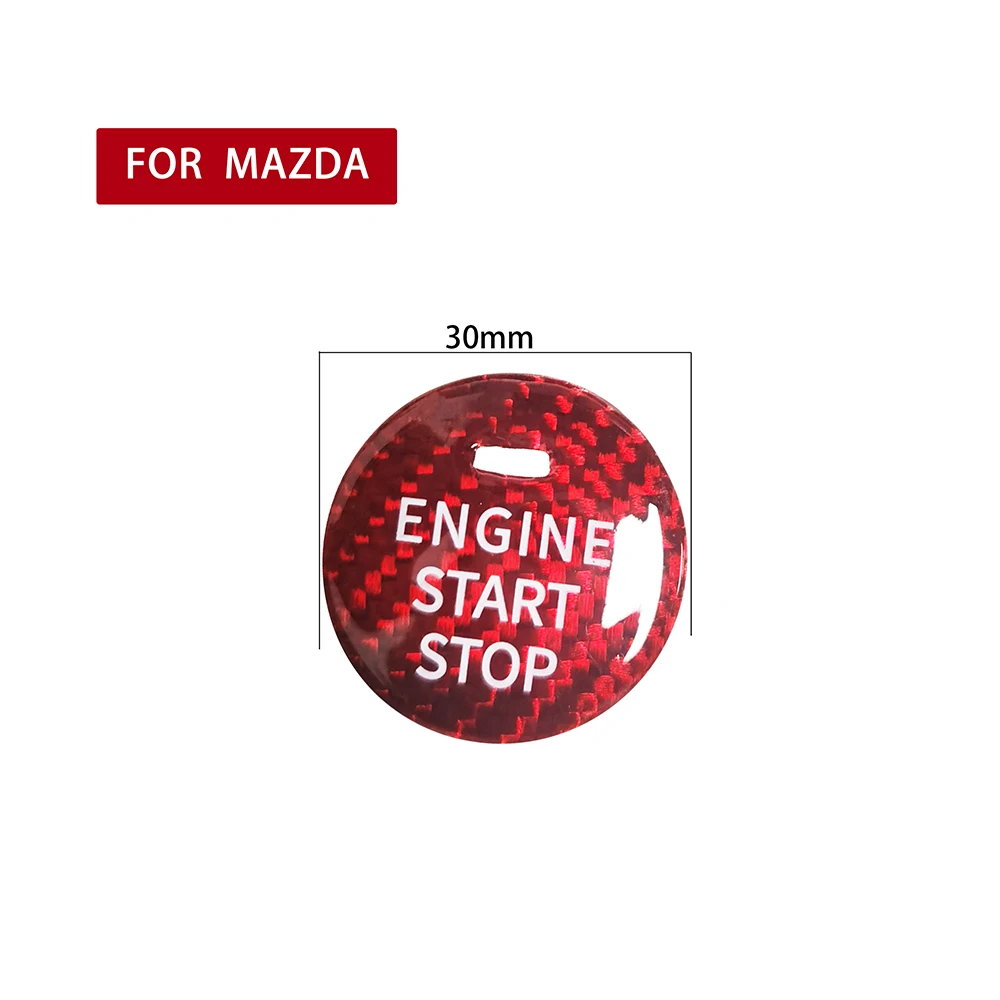 마쓰다 3 6 CX-3 CX-5 CX-9 MX-5 미아타 차량용 키리스 엔진 스타트 스톱 푸시 버튼 커버, 실내 카본 파이버 장식 스티커