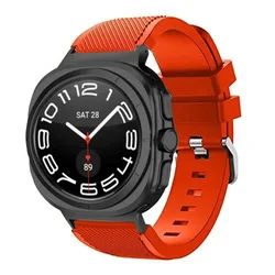 Enhanced Sports Silicone Strap - Striped Breathable Wristband - Galaxy 8 Watch Uttra (New orange black)