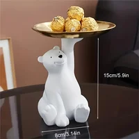 1pc Minimalist Polar Bear Tray-Creative Cosmetic Key Desktop Storage Tray Ornament for Home Decoration 3