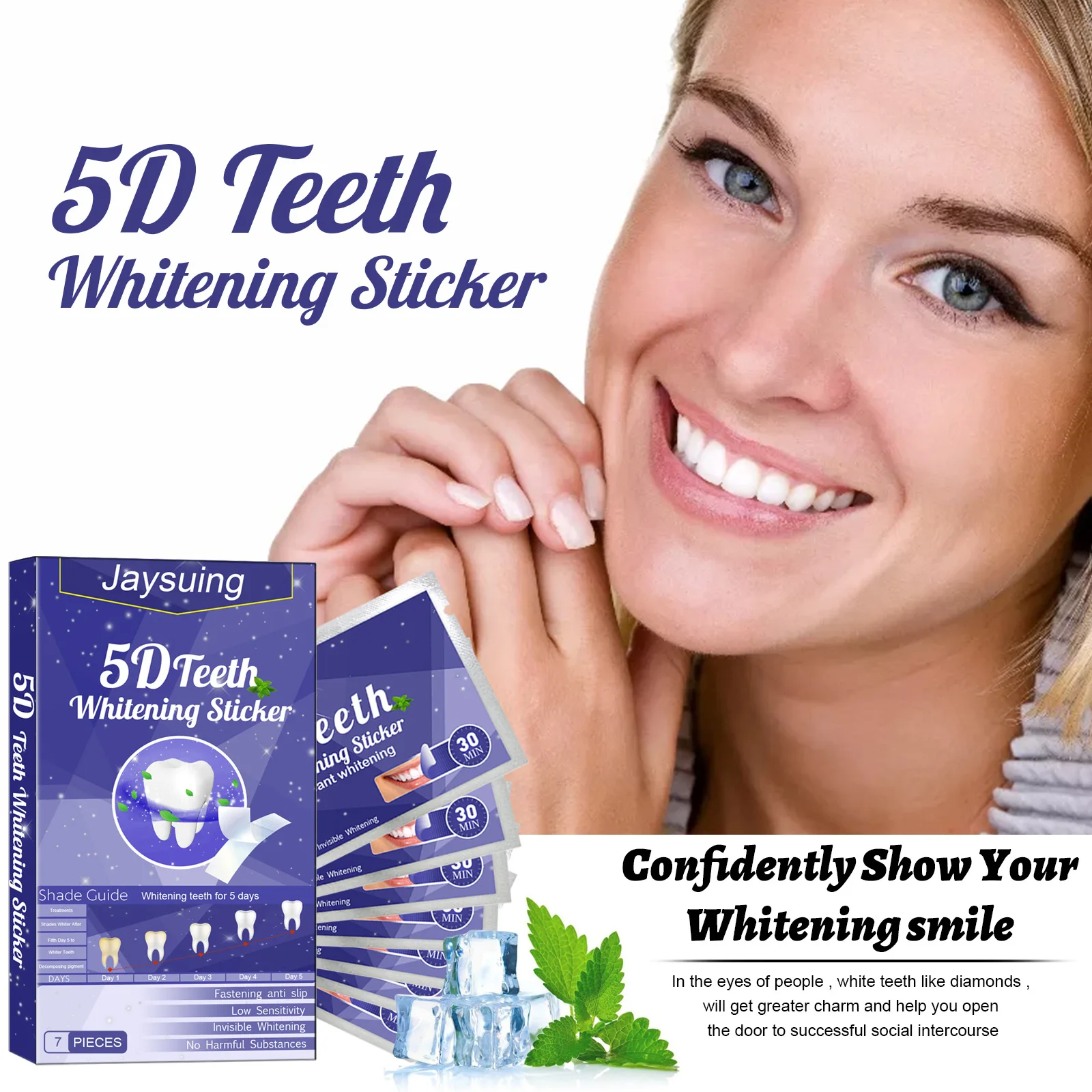 Teeth Whitening Strips 5D Whitening Teeth Stickers 7/14 Pairs Gel Whitening Strips Stain Removal Oral Hygiene Care Strip Dental Bleaching Tools Teeth