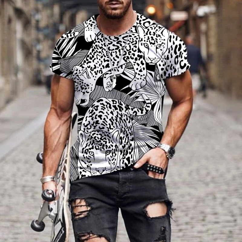

Men's T-shirt Shorts Set Hip Hop Tropical Jungle Animal Pattern Breathable 3D Print Harajuku Cool Clothes Short Sleeve Funny