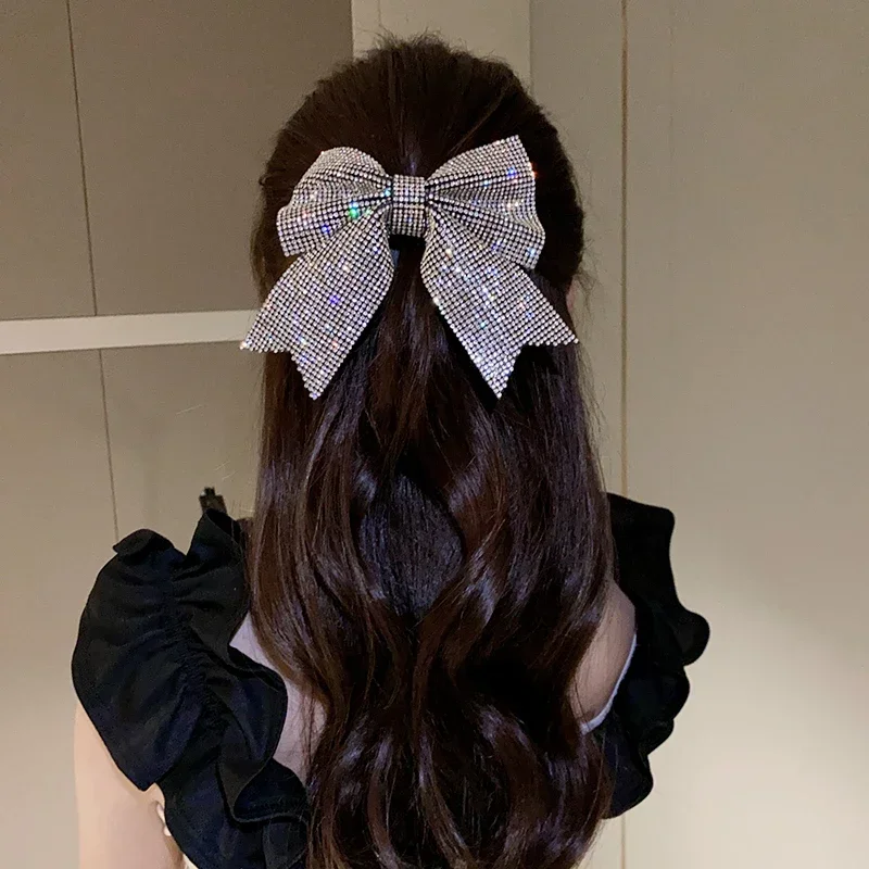 1/2 Stück glänzende Strass-Haarklammern, Haarband, Schmuckset für Frauen, quadratische geometrische Schleife, Fransen, Hai-Clips für Party, Hochzeit – Detail 6