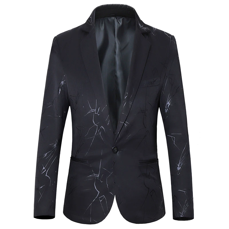 Men's Casual Blazer One Button Suit Jacket Luxury Blazer Coats Business Party Nightclub