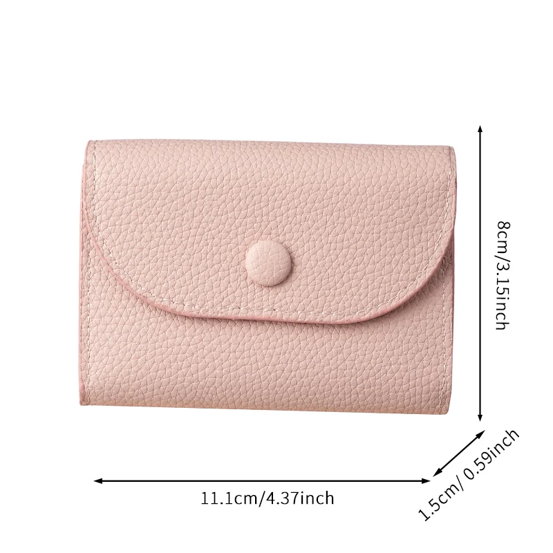 Premium Litchi Pattern Mini Wallet - Soft Leather Card Holder and Money Clip with Coin Purse