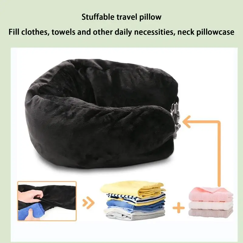 U-shaped Hoodie Pillow That You Stuff With Clothes Portable Travel Storage Bag Pillow Car Headrest Household Travel Neck Pillow 6