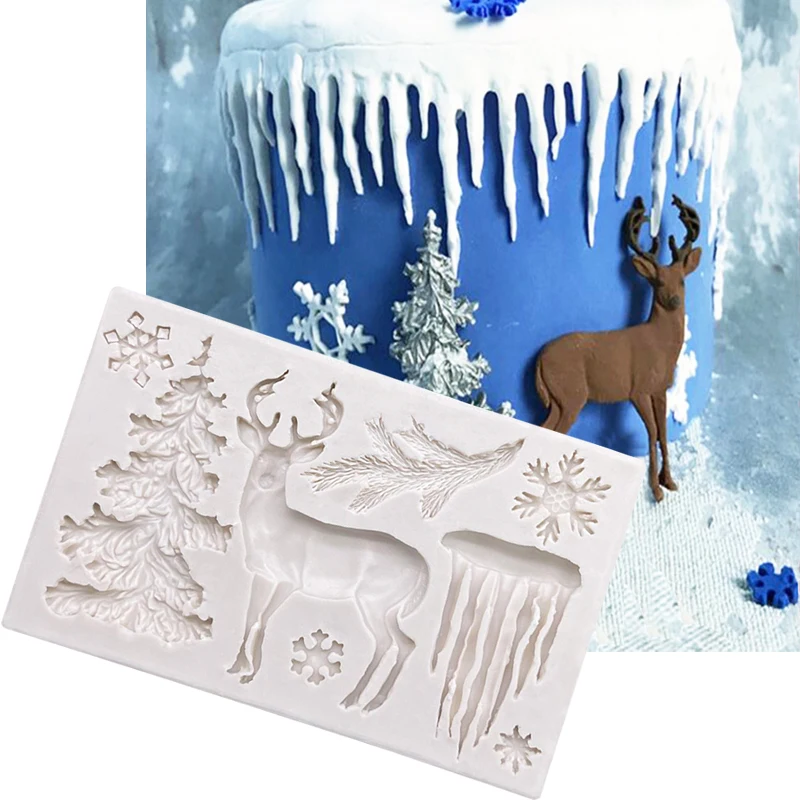 

Tree Deer Christmas Silicone Cake Baking Mold Sugarcraft Chocolate Cupcake Resin Tools Fondant Cake Decorating Tools