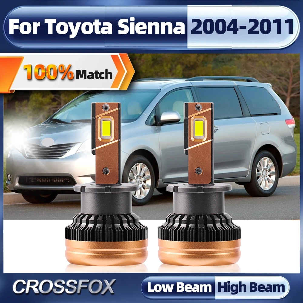 

D2S Canbus Led Headlight Bulbs 120W 60000LM Turbo Car Lamp Plug&Play 12V For Toyota Sienna 2004-2006 2007 2008 2009 2010 2011