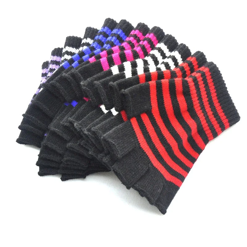 Half Finger Gloves Fingerless Gloves Fingerless Gym Gloves Fingerless Compression Gloves Cotton Gloves Warm Gloves Sports Gloves Gym Gloves 1Pair Unisex Black Stripes Half Finger Wool Knit Wrist Gloves Winter Warm Men Workout