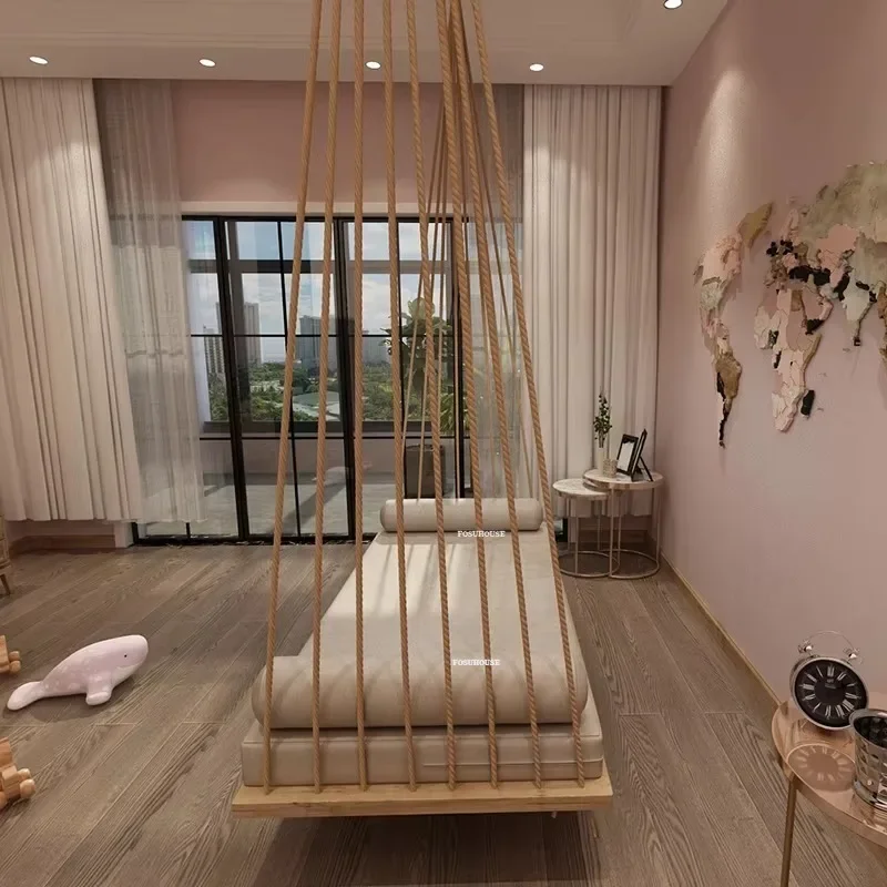 Solid Wood Outdoor Swings Nordic Outdoor Furniture Garden Patio Bedroom Rest Rocking Chair Home Balcony Open-air Hammock N