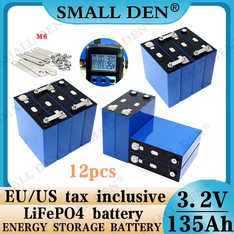 

12pcs 3.2v 135ah lifepo4 Rechargeable Battery DIY 12v 24v 36v 48v deep cycle package ldp lithium cell lithium iron phosphate