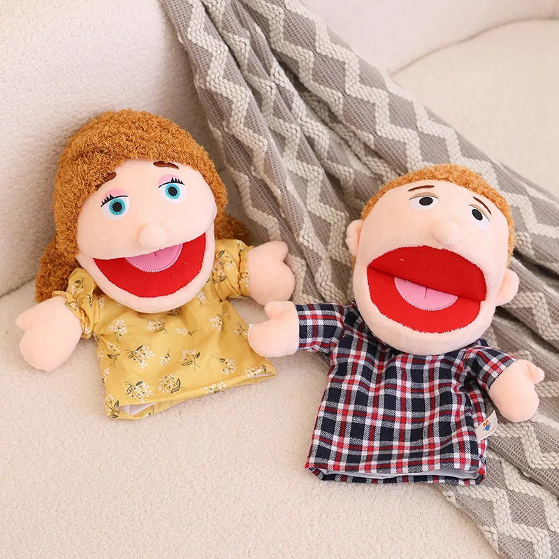 New 28cm-33cm Kids Plush Finger & Hand Puppet Popular Activity Boy Girl Role Play Bedtime Story Props Family Playing Toys Doll