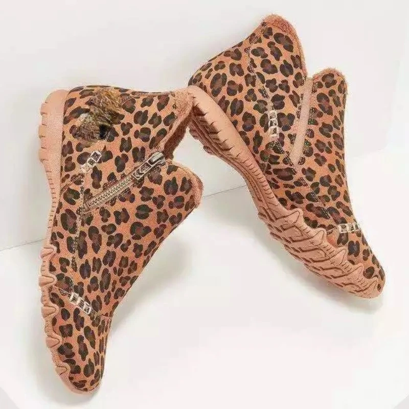 2023 Casual Snow Boots Women 2023 New Thick Velvet Zipper Boots Winter Boots Warmth Flat Heel Ankle Boots Botas De Mujer