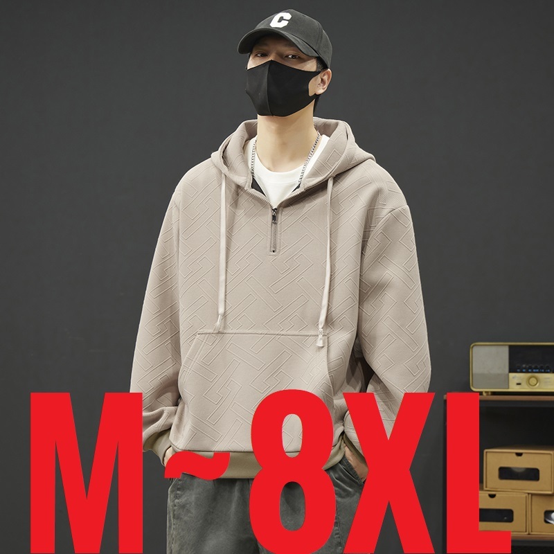 2025 New in Men's Hoodie Half Zip Long Sleeve Oversize Hooded Sweatshirt Male Spring Clothes Loose Fit Zip-up Golf Wear Big Size