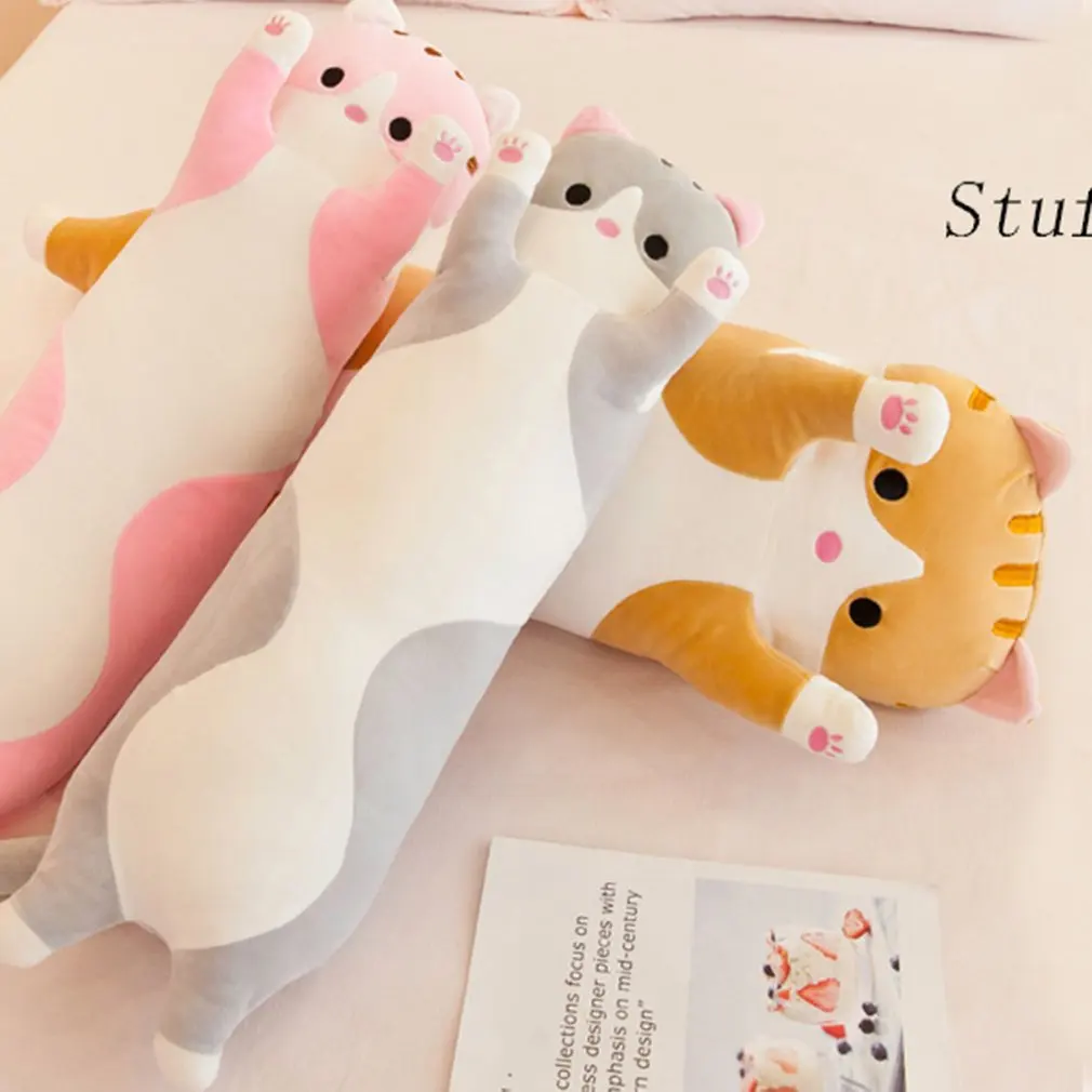 

50cm Lovely Plush Cat Doll Cute Cartoon Soft Stuffed Kitten Pillow Long Throw Sleeping Pillow Doll Toy Gift for Kids Girlfriend