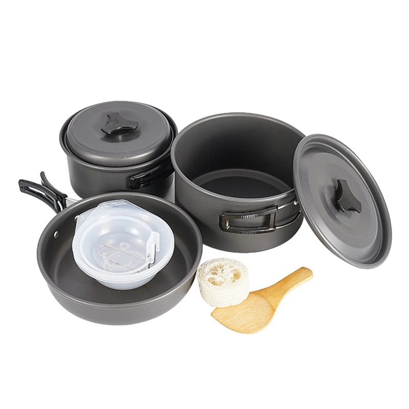 

Camping Pot Kit Outdoor Cooking Set Pot Travelling Hiking Picnic BBQ Equipment For Hiking And Picnic