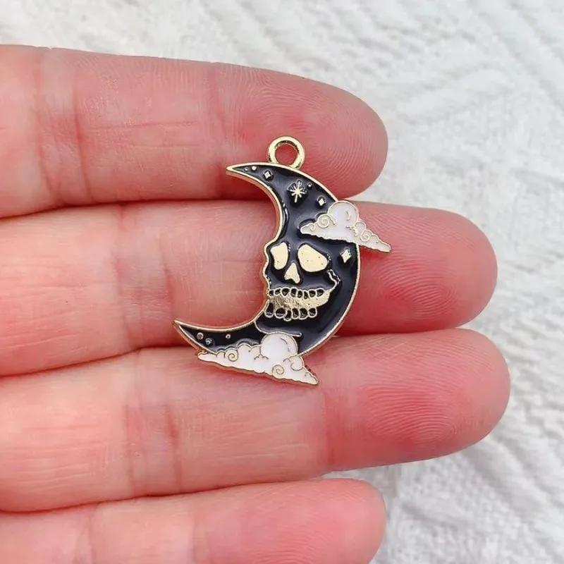 20pcs Gothic Style Moon Skull Crow Enamel Charms For DIY Jewelry Making...