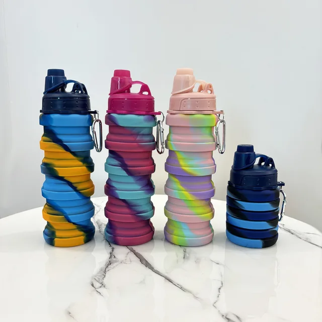 500ml Outdoor Sports Silicone Folding Cup Food-Grade Bicycle Water Bottle Expandable Cup Direct Drinking Water 3