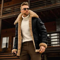 Fashion Men's Jackets Thickened Faux Fur Jackets 2023 Autumn and Winter Solid Color Fleece Men Jacket - Image 4