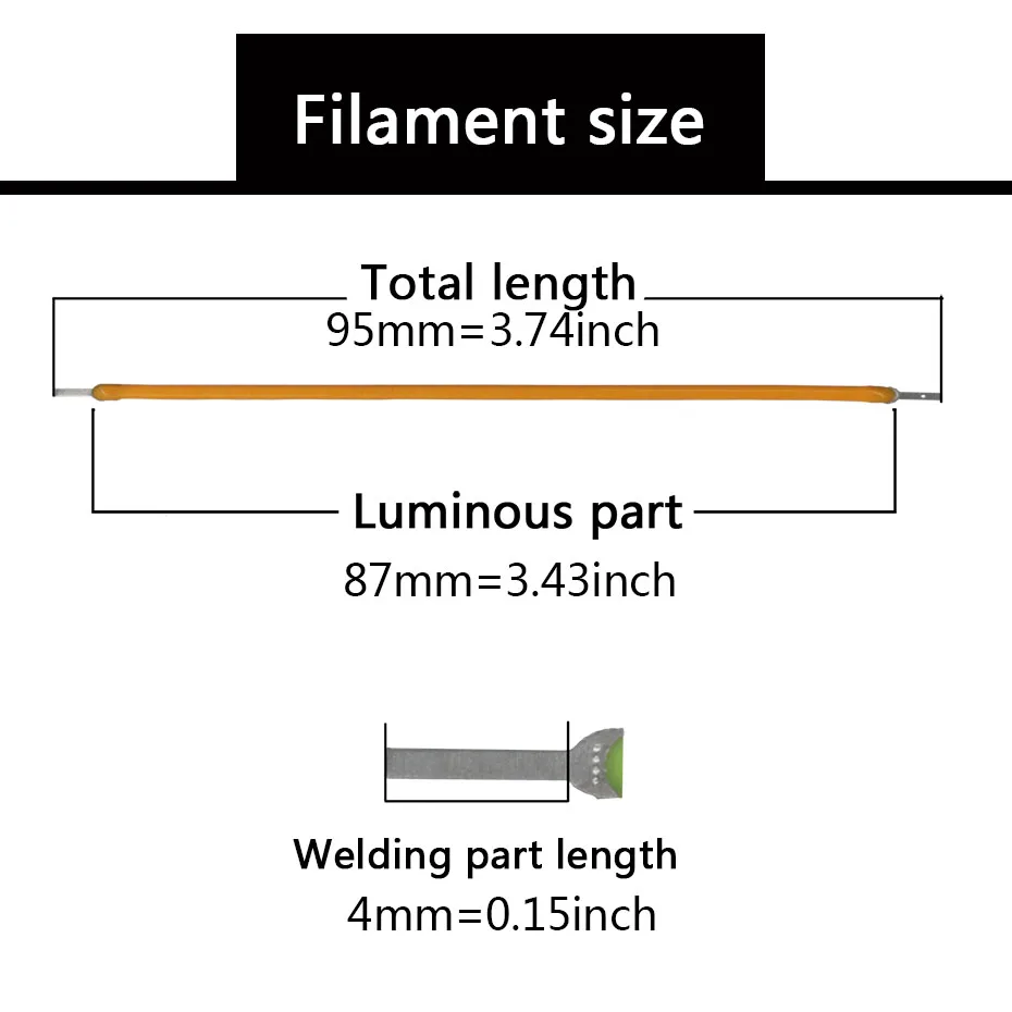 Description Picture 4 of item100pcs Edison Bulb LED Filament Lamp Parts 95mm DC3V LED Bead Incandescent Light Accessories Diode for holiday lighting DIY