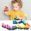 Wooden Building Blocks toys Dinosaur Train Set with Farm Animals Blocks  Stacking Learning Educational Toys Children Gift 6
