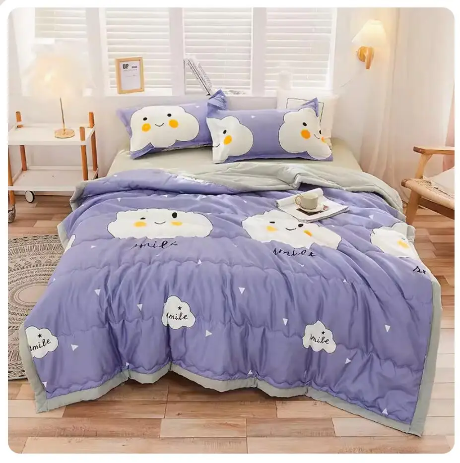 Summer Quilt Air-Conditioning Quilt Children and Adults Cartoon Quilt Cover Single Washable Bed Home Use 80x100cm