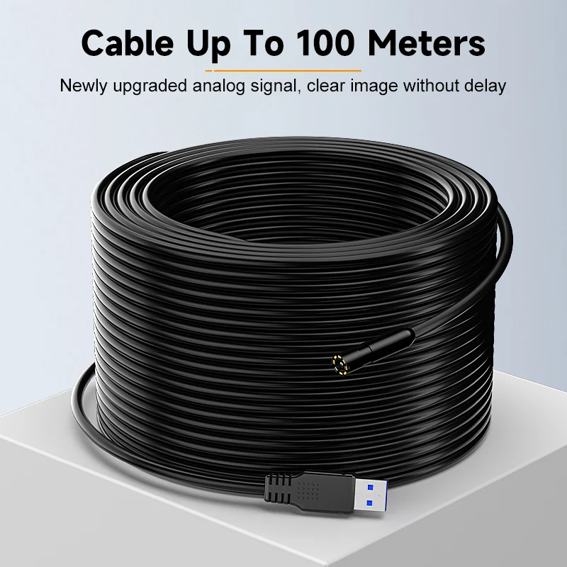 Industrial Endoscope 4.3'' IPS Screen HD1080P 8MM USB Camera 2M-100M Car Pipe Sewer Inspection Borescope 8LED 2600mAh Waterproof 5