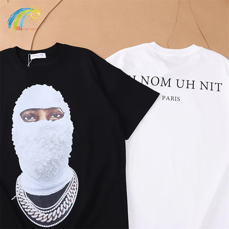 

24SS High Quality IH NOM UH NIT PARIS T-Shirt Tee Men Women Black White T Shirt Classic Masked Character Graphic Print Tops