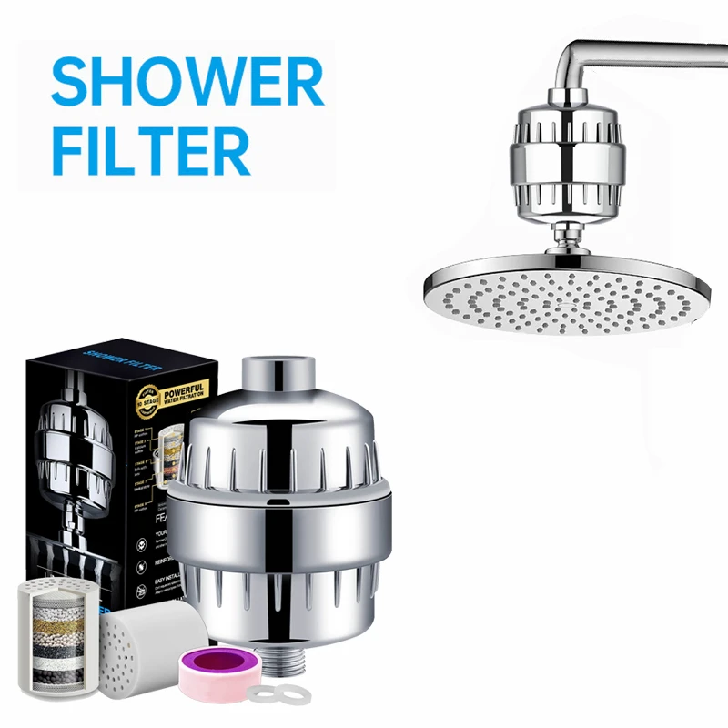 

15 Layers of Filtration 10 Stages Shower Water Filter Remove Chlorine Heavy Metals - Filtered Showers Head Soften for Hard Water