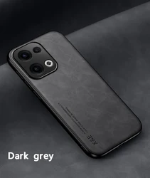 Luxury Leather Ultra Thin Magnetic Protection Phone Case - Shockproof Cover for OPPO Reno 13 (Dark Gray)