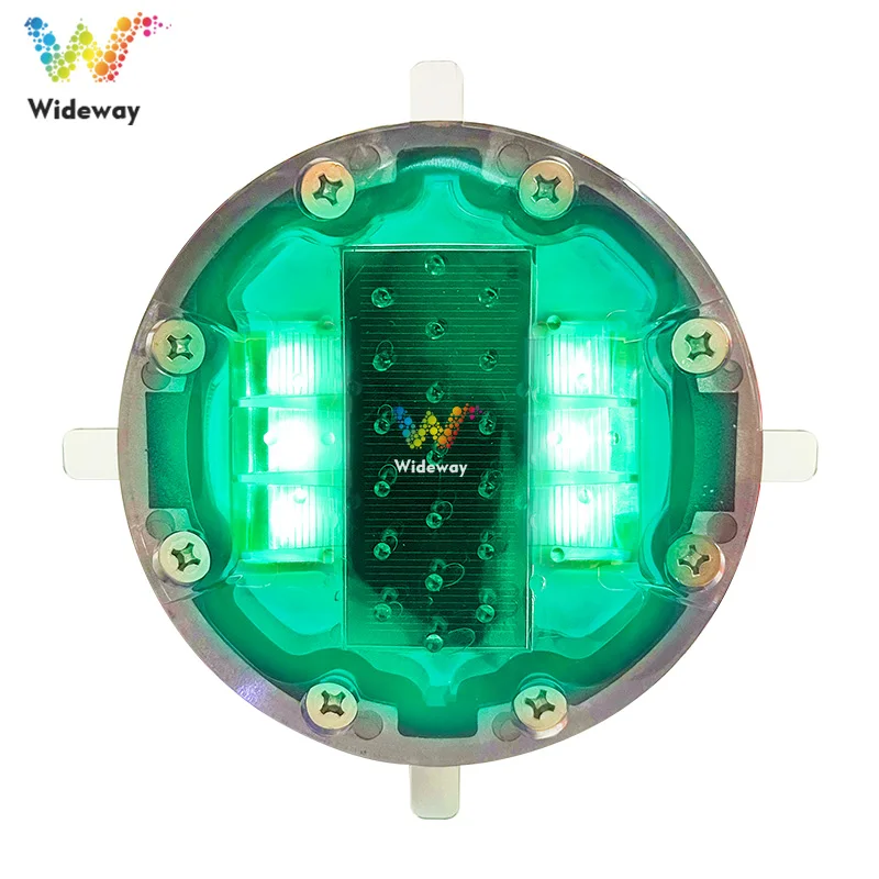 Smart zebra crossing embedded round 125*125 aluminum wireless underground solar pressure-resistant Led driveway road stud