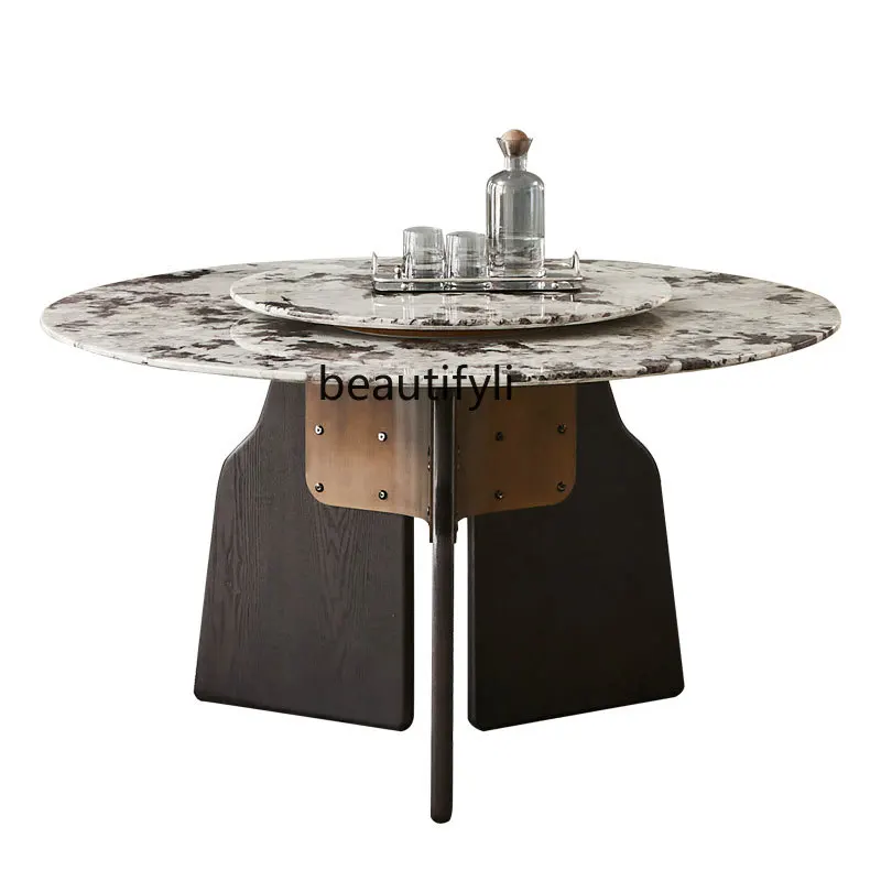 

Nordic Solid Wood Dining Table round Table Home Italian Minimalist Designer Marble Dining Tables and Chairs Set furniture