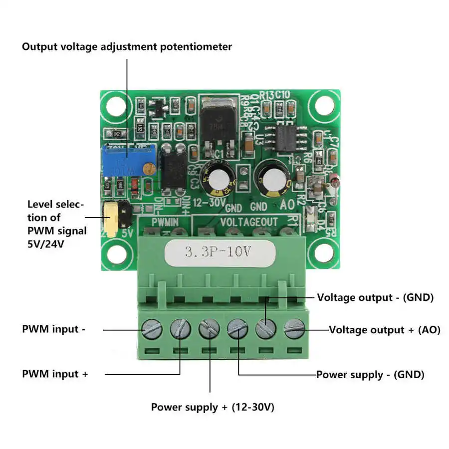 3.3V PWM Signal to 0-10V Voltage Converter D/A Digital-Analog PLC Module voltage converter power module