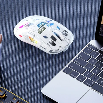 Transparent Mice 2.4GHz+BT5.0 Wireless Gaming Mouse Digital Display Multi Device Connection 5 Level DPI for Laptop/Phone/PC/ 3